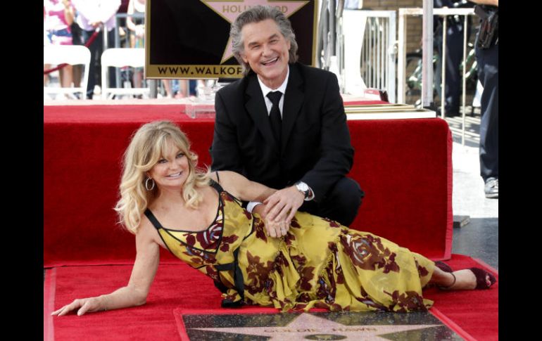 El actor Kurt Russell logró que su pareja durante largo tiempo y actriz Goldie Hawn casi llegara a las lágrimas. EFE / P. Buck