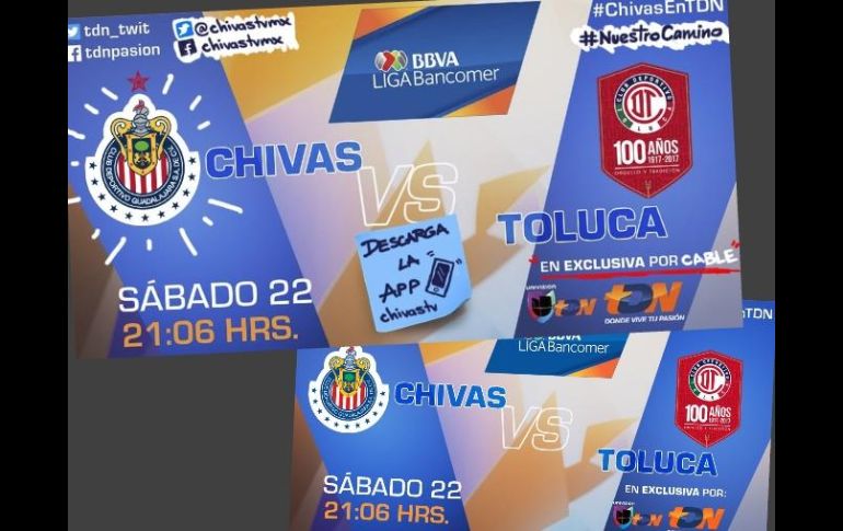 La imagen editada por Chivas TV incluye referencias a su propia app y sus redes sociales. ESPECIAL /