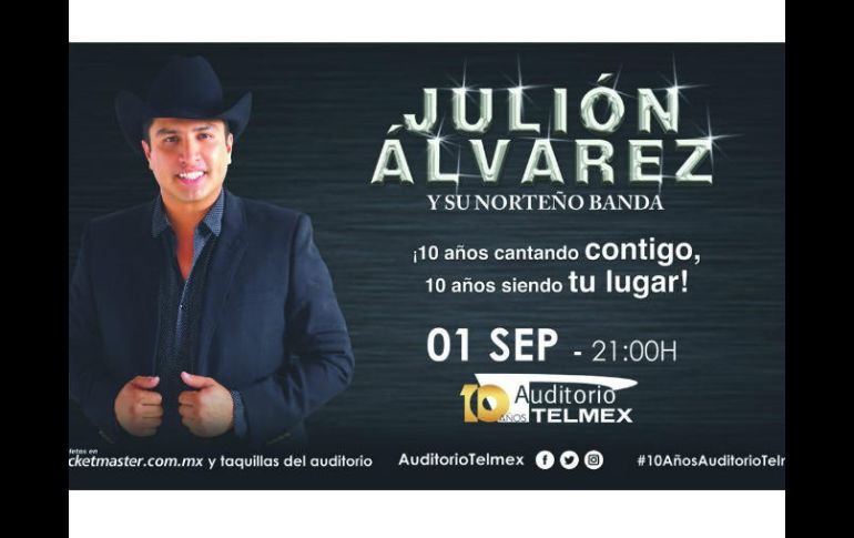 Julión desea agradecer al público que lo ha seguido y apoyado en su carrera musical. TWITTER / @AuditorioTelmex