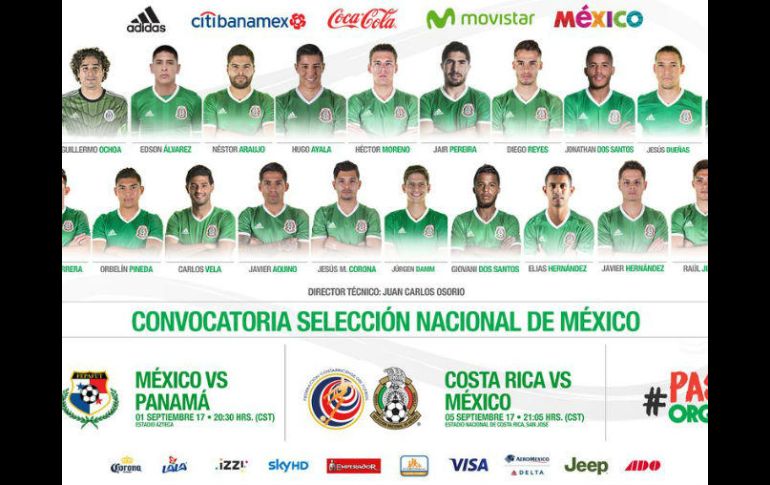 De los 25 jugadores convocados 12 militan en la Liga mexicana y 13 en el extranjero. TWITTER / @FMF