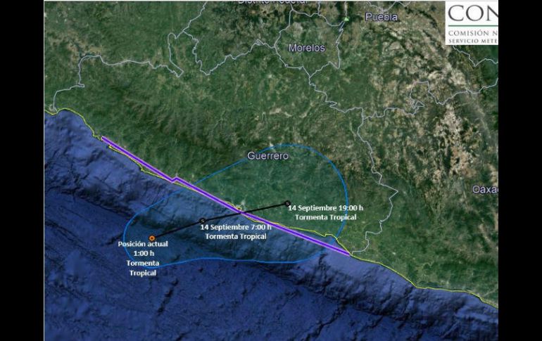 Informan que 'Max', que se dirigía hacia las costas de Zihuatanejo, cambió de ruta. TWITTER / @conagua_clima
